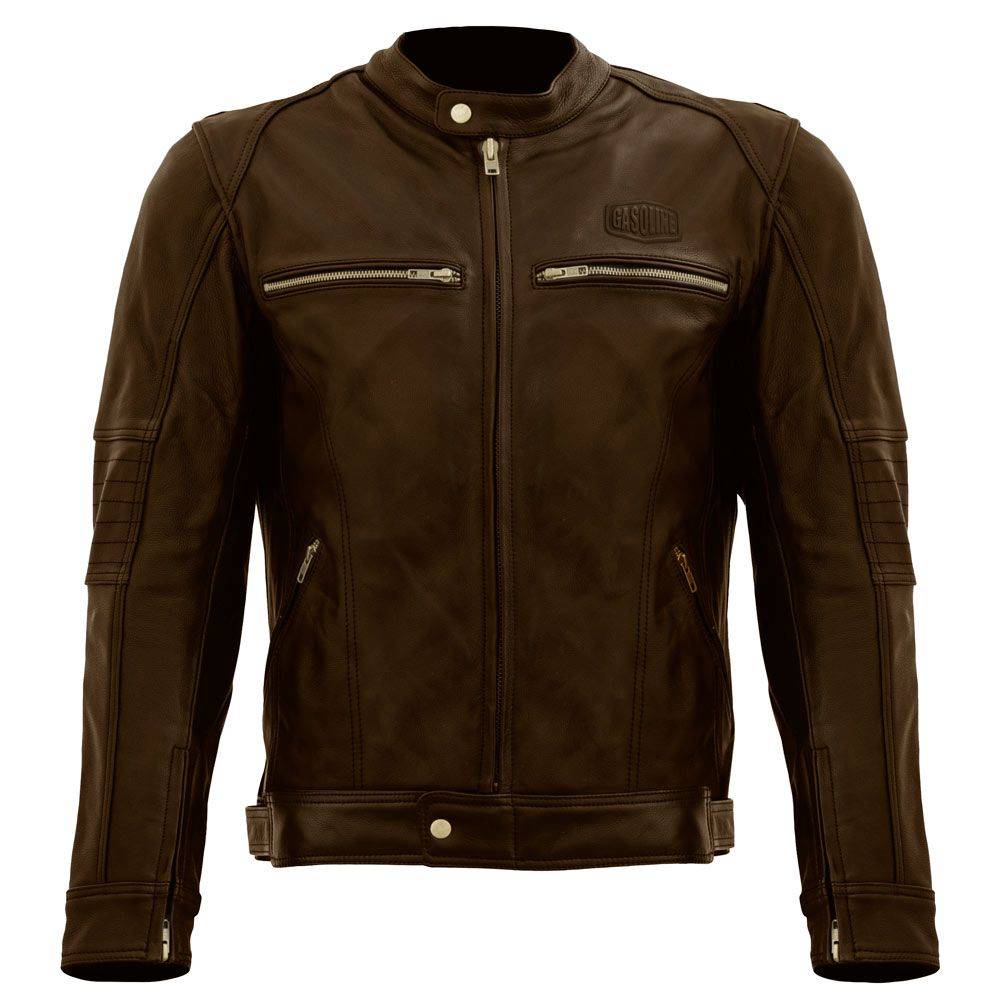 veste moto en cuir camel